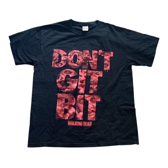 The Walking Dead Men T-Shirt L Don't Git Bit Zombie Filled Logo 2012 Jerzees - Picture 1 of 7